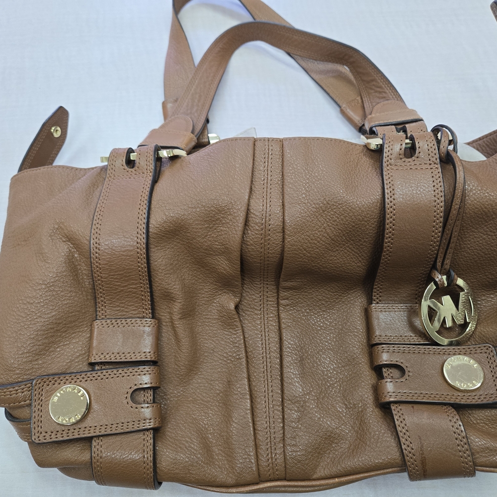 Michael Kors Brown Leather Tote with Gold Details
